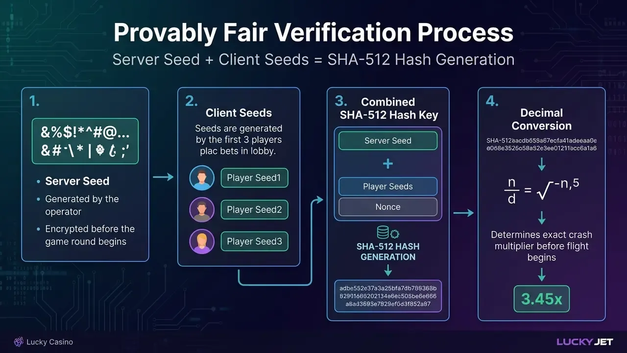 lucky jet provably fair sha-512 verification